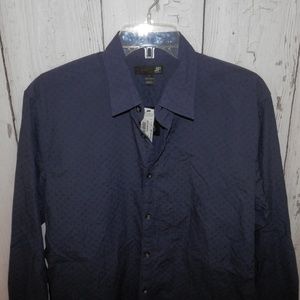 NEW J Ferrar Mens Large Blue Slim Fit Dress Shirt